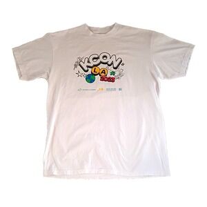 KCON LA 2023 K Pop Music Festival Logo Lineup White T-Shirt Size Large